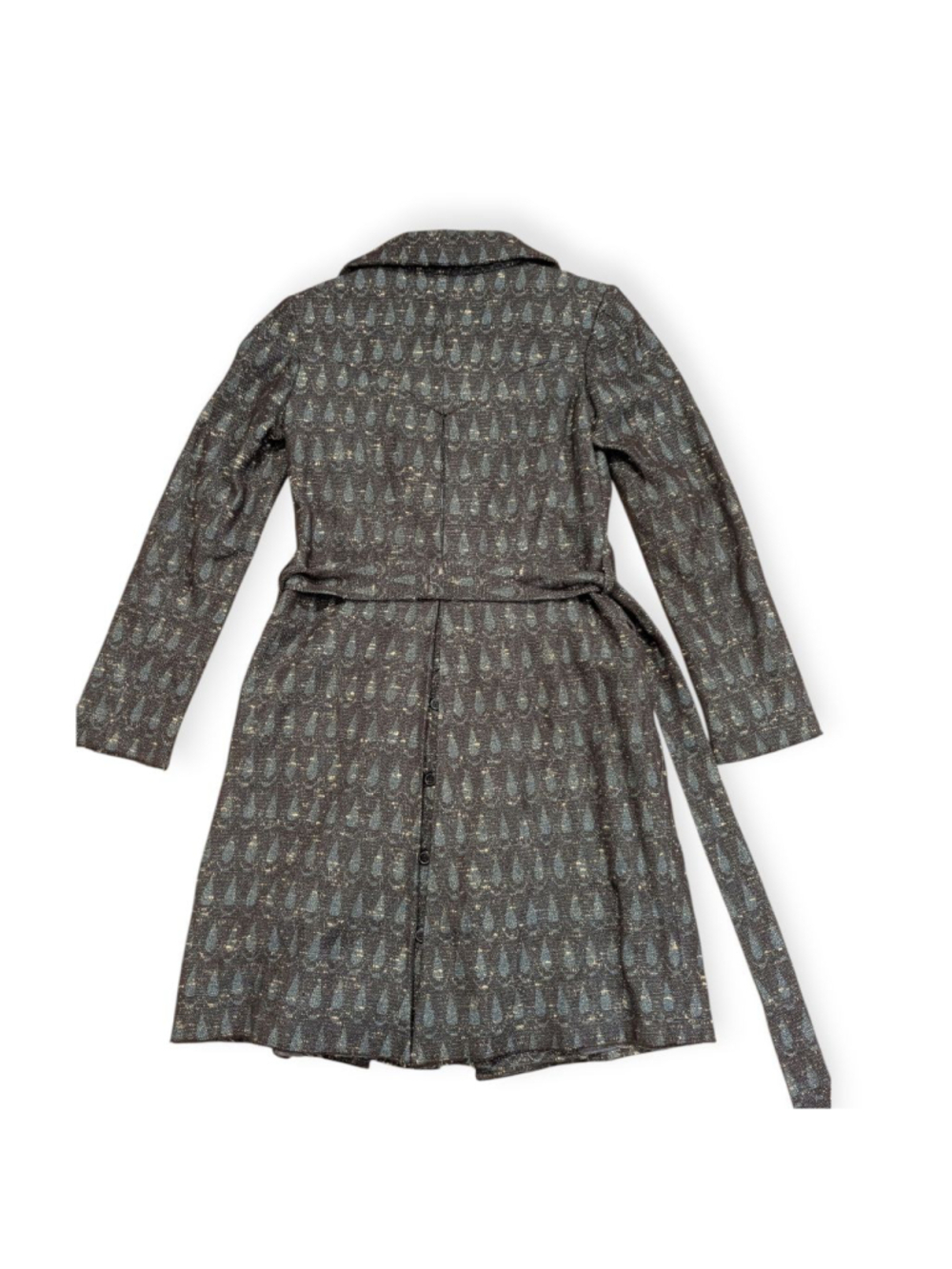 Roland Mouret Gray Teal Wool Blend Tweed Midi Coat US Size 4 - Picture 3 of 16